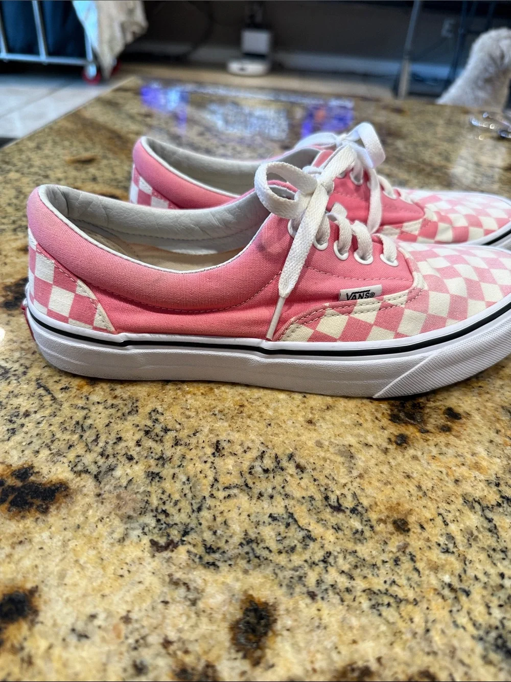 Vans Pink& White Checkerboard on pink lace  Low Top Sneakers unisex w10/m8.5